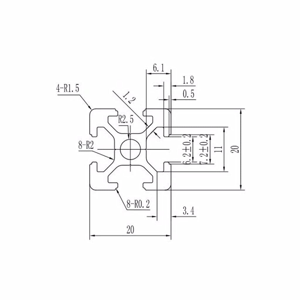 Extrusión De Perfil De Aluminio De 4 Piezas, 100 Mm, 200 Mm, 400 Mm, 500 Mm Y 800 Mm De Longitud, Riel Lineal For Banco De Trabajo De Impresora 3D CNC DIY(800mm)