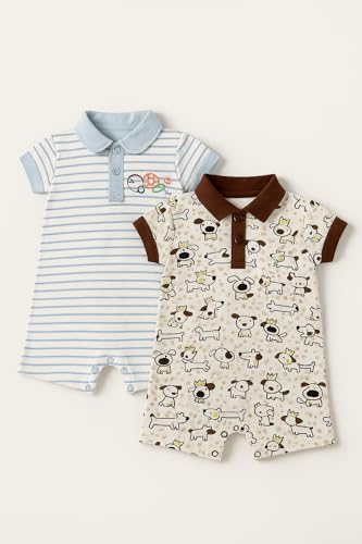 Image of TuddyBuddy 100% Cotton Romper /Jumpsuit /Bodysuit Set for Baby (Pack of 2 Playsuits)