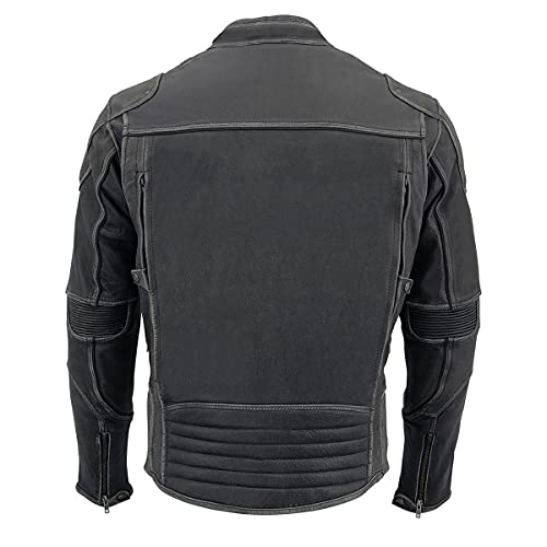 Image of Milwaukee Leather Men's Black Cowhide Quilted Pattern Scooter Style Racing Jacket MLM1545