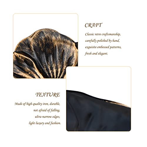 Oksqw 11002 Iron Jewelry Tray Vintage Trinket Dish Black Gold Flower Decorative Tray Birthday Gift thumb #3