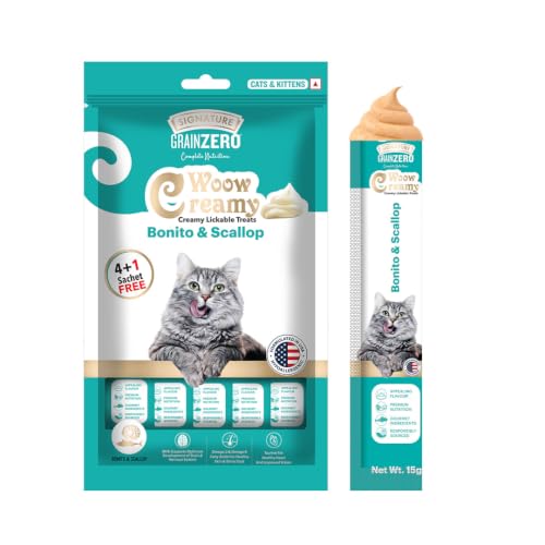 Image of Grain Zero Bonito & Scallop Creamy Cat Treat (75g x 5 Pouches) Total 375g