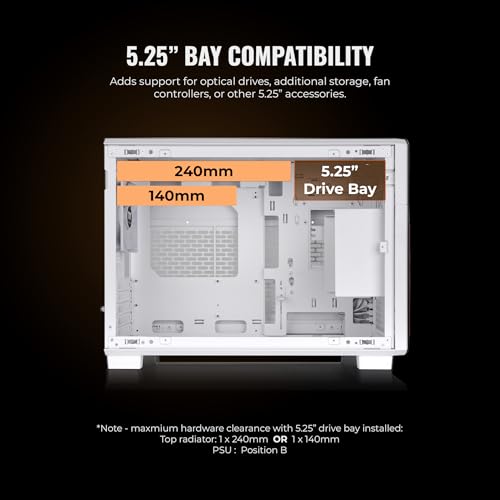 Image of Thermaltake TR200 WS; Preinstalled 6.0 Inch LCD Screen; Micro Chassis; Wood Front Trim; mATX /mITX Support; 360mm Radiator Support; 365mm GPU Clearance; 5.25 inch Bay Support; Snow; CA-11L-00S6NN-W1