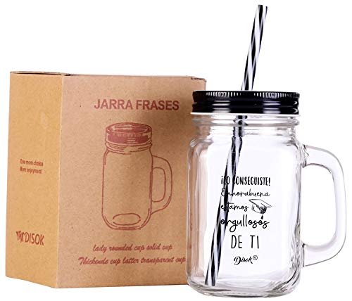 Vasara Jarra Cristal con Tapa y Caña Graduación (1) Regalos para Fiestas Graduaciones Detalles