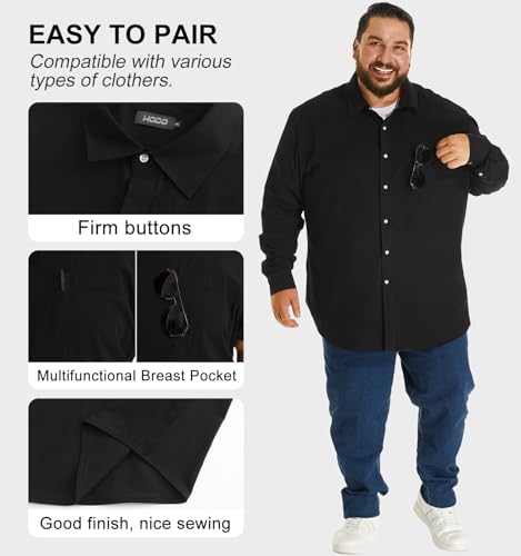 HOdo Big and Tall Mens Cotton Button Down Shirt 3XL-6XL3