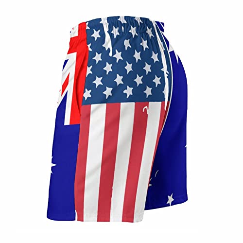 Mens Quick Dry Swim Trunks, Funny Printed Boardshorts, American Australian Flag, Boy Teen Stylish Swimwear Bathing Suits2