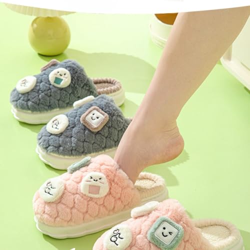 Fluffy Warm Slippers for Women and Men - Cute Cartoon Smile House Slippers with Furry Plush, Comfy Indoor and Outdoor Non-Slip Shoes4