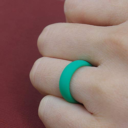 YienDoo Fashion Silicone Wedding Rings Affordable Comfortable Colorful Rings Wedding Bands for Women and Girls (SIZE6?16.5mm,51.8mm?, Green)