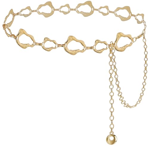 Glamorstar Chain Belt for Dresses Women Chic Metal Waist Belts