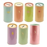 ARTIBETTER Money Saving Box Piggy Bank Pen Holder with Cute Cartoon Pattern Small Coin Jar 5.51X2.95X2.95 Inch for Home Office Desk Decoration