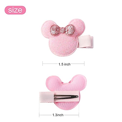 3 Pairs Glitter Mouse Ears Hair Clips for Baby Girls Toddler 1.5 Inch Hair Bows Barrettes Birthday Party Gift Hair Accessories - Image 3