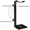 Headphone Stand Gaming Headset Holder For Desk Cable Organizer & Cellphone Stand for All Headphones Size headphone Holder Set Gaming PC Accessories Gaming Station Black