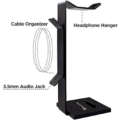 Headphone Stand Gaming Headset Holder For Desk Cable Organizer & Cellphone Stand for All Headphones Size headphone Holder Set Gaming PC Accessories Gaming Station Black