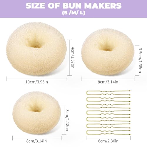 Tsmaddts TS-BLONDEBUN-3PCS Donut Bun Maker, 3Pcs Hair Styler thumb #1