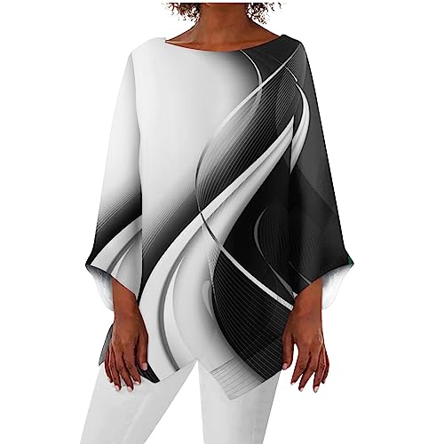 Bluse Damen, Festival Outfit Sport Oberteile Top Elegant Festlich Party Oberteil Elegante Pailletten (Weiß, 3XL)