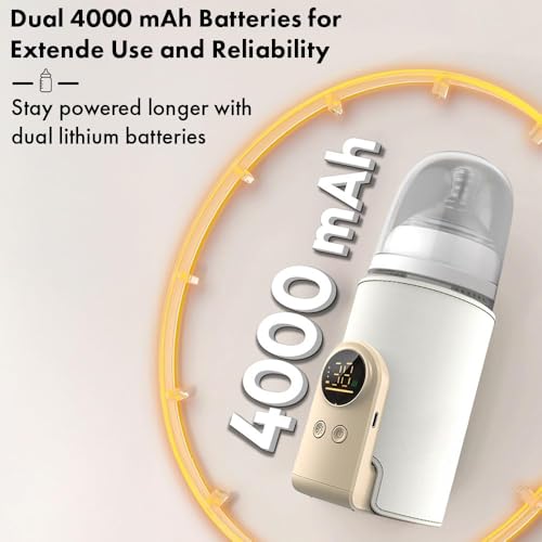 Image of StarAndDaisy Portable Baby Bottle Warmer for Kids /Electric Warmer with Strong Battery for 5 Feeds, Fast Type-C Charging, Built-in Temperature Sensor /Travel-Friendly & Time-Saving -Beige