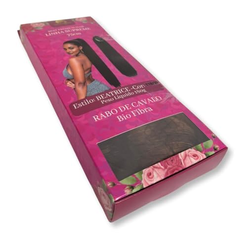 Rabo de Cavalo Liso Modelo Beatrice Estylo Mulher - Bio Proteína Fibra Premium 75cm, 180g, Textura d