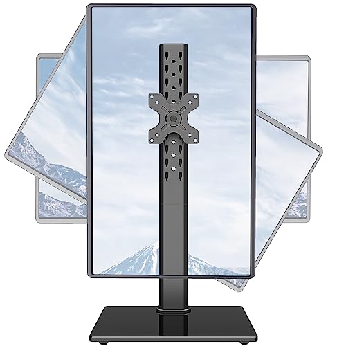 MOUNTUP Single Monitor Stand, Vertical Monitor Desk Mount for 17-42 Inch, 33 Lbs, Freestanding Ultrawide Computer Screen Stand with Swivel, Tilt, Rotation, Height Adjustable, VESA Mount 75x75 100x100
