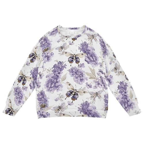 JUNZAN Rustic Lavender White Little Kids Pullover Hoodie Crewneck Fall Tops Shirts Sports 4T - Main Image