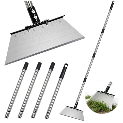 165CM Pelle de Nettoyage Multifonctionnelle avec Poignée D'extension en Acier Inoxydable Pelle Nettoyage Extérieur Jardin Longueur Réglable Grattoir Jardinage Desherbage pour aux Jardins Terrasses