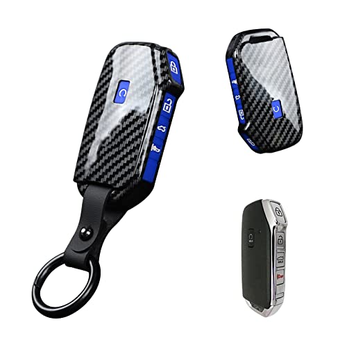 Coque de clé Kia finition carbone ABS noir et silicone bleu haut de gamme Xotic Tech