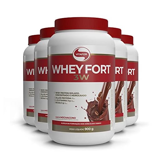 Kit 5 Whey Fort 3W Vitafor Mochaccino 900g