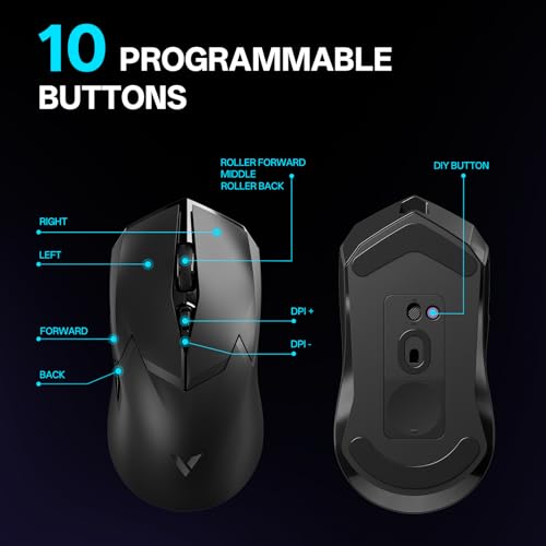 Ratón inalámbrico para juegos Rapoo VT2PRO 4K, sensor de 26000 DPI y botones programables 7
