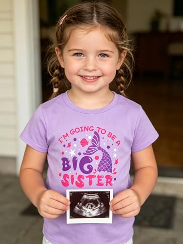 Image of Funnycokid Big Sister Shirts for Girls Pregnancy Announcement Toddler Promoted to T-Shirt 1-7 Years
