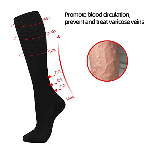 Losvcbcx Kompressionsstrümpfe,2/4/6/7 Paar Kompressionssocken für Damen und Herren mit 15–20 mmHg sind die besten Sport- und Medizinstrümpfe für Krankenschwestern auf Flugreisen