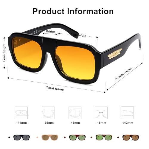 SOJOS Trendy Square Aviator Sunglasses for Womens Mens Polarized
