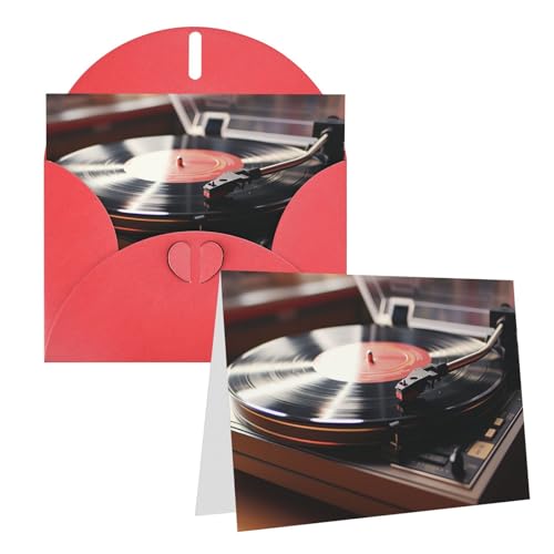 Cartes de vœux vierges haut de gamme style tourne-disque pour écrire un mot d'anniversaire chic
