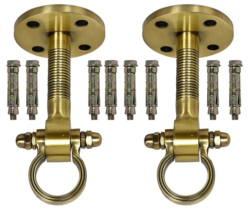Image of 8 Inch Long Antique Brass Finish Swing Hanging Hooks and Swing Kadu Heavy Duty Hooks for Hanging Hammok & Swing with Anchor Bolt Fastener[ Pack of 2] Weight Capacity 1000 Kg