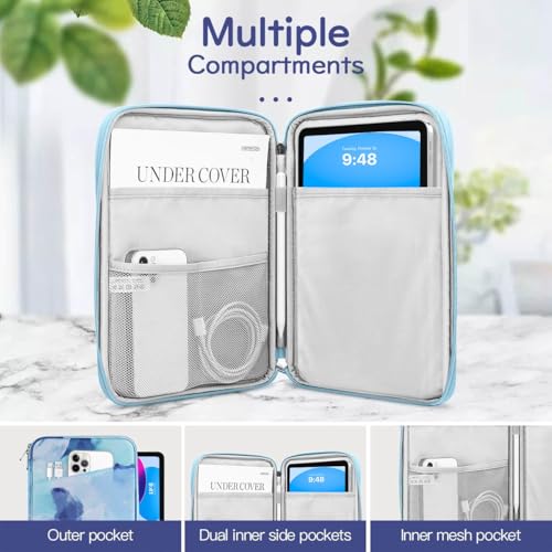 Image of Dadanism 9-11 inch Tablet Sleeve Bag Carrying Case for iPad (A16) 11th Gen 11 inch, iPad 10th Gen 10.9 inch Air 5 /4, iPad Air M4 /Pro 11 inch, iPad 9 /8 /7th, Galaxy Tab A11+ Plus 11 inch, Remarkable 2 10.3 inch,Graffiti Blue
