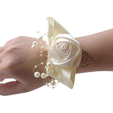 Wrist Corsage, Pack of 2 Wedding Bridal Wrist Flower Corsage Hand Flower Decor for Prom Party Wedding Homecoming (8) Cover