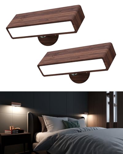 YiLaie Wall Sconces Battery Operated Set of 2,Rechargeable Wall Sconce for Bedroom,Wireless Wall...