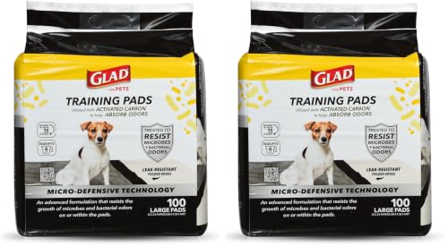 Image of Glad for Pets Activated Carbon Training Pads, Anti-Microbial, 100 Count (Pack of 2)