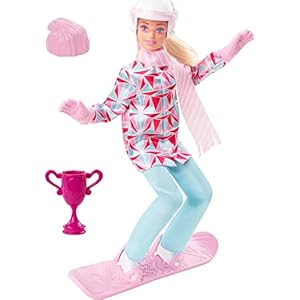 Barbie Sport Invernali Snowboarder – Bambola con Snowboard, Abbigliamento Tecnico e Trofeo – Corpo Snodato – Alta 30,4 cm – Regalo per bambini 3+ Anni