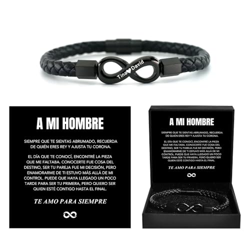 Personalized Custom Name,Spanish Card,To My Man, Wife & Girlfriend Stainless Steel Braided Bracelet for Men, for Birthday, Anniversary,Father's Day,Valentine's Day,Christmas Gifts