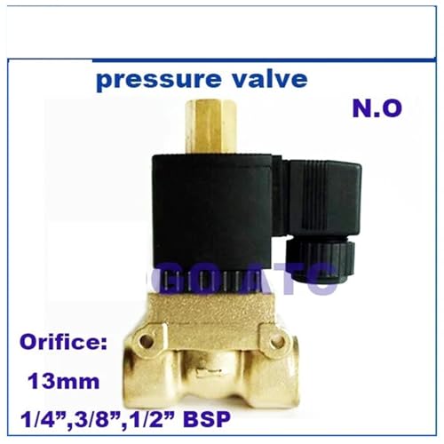 Électrovanne laiton 30 bar 1/4 BSP DC 24V normalement ouverte à commande assistée - 3