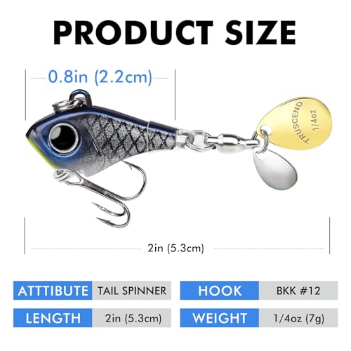 Image of TRUSCEND Vibespinner Easy Catch Fishing Lures with BKK Hooks, Tail Spinner Baits with 4 Actions, Vibrating Swimming Flashing & Jigging for More Bites, Spoon Lures for Bass Trout Crappie Walleye Pike