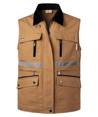 Image of Tool Vest for Men Electrician Reflective Work Vest Carpenters Multi-Pockets Safety Vests