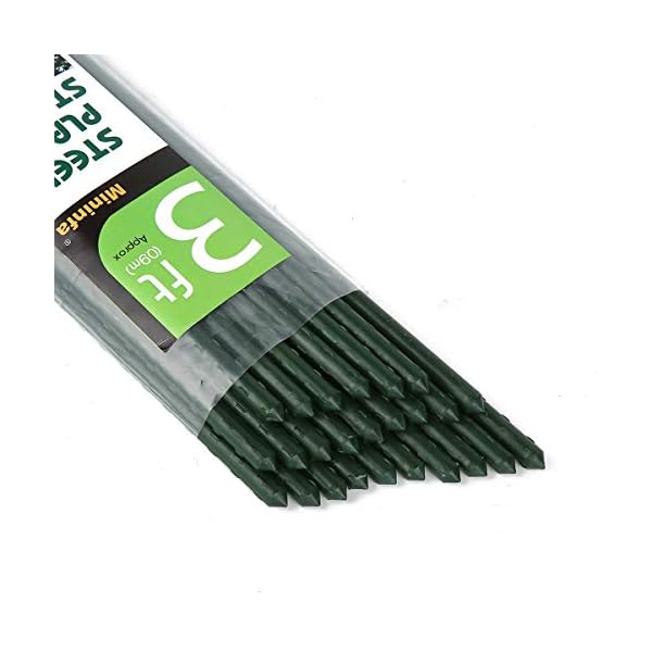 Mininfa Steel Plant Stakes, Plastic Coated Metal Garden Stakes Supports
