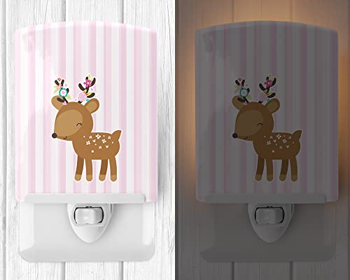 Lámpara de noche cerámica con diseño Deer en rayas rosas miniatura 2