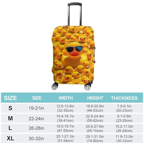 Yellow Ducky With Sunglasses Luggage Cover, Washable Elastic Suitcase Cover Protector Fit 18-32 Inch Luggage2