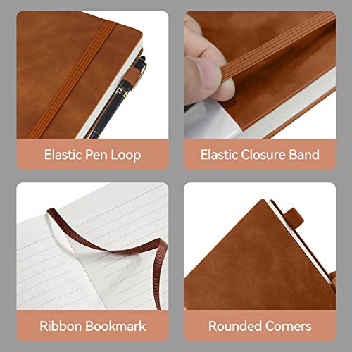 Lined Journal Notebook, 200 Pages, Leather Hardcover Notebooks, A5 College Ruled Thick Classic with Pen Loop Notebook Journals for Writing, for Women Men Office School, 5.75'' X 8.38'', Brown - Image 4