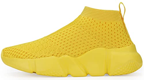 Santiro Kid Slip On Shoes For Girls Walking Running Lightweight Breathable Casual Tennis Shoes Knit Sock Sneakers Yellow (Little Kid/Big Kid) 10 M Us #TOP3