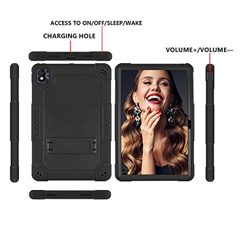 Fiewesey For Tcl Tab 10 5G Tablet Case With Shoulder Strap Soft Silicone&Hard Back Hybrid Shockproof Kids Friendly Case For Tcl Tab 10S 10.1" Fhd Model 9081X/Tcl Tab 10 5G Tcl-9183W (Black/Black) #TOP2