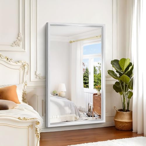 Image of 60x36 Inch Brushed Silver Bathroom Mirror, Large Rectangular Mirror for Wall, 0.6 inch Thickened Deep Frame Mirrors for Bathroom Sink, Shatterproof Tempered Glass, Antirust, Horizontally /Vertically