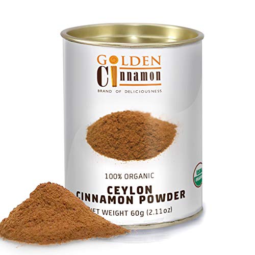 GOLDEN CINNAMON: Organic Ceylon Cinnamon Powder (2.11 oz) - (Freshly grounded True Cinnamon) - Ultra Premium Fine 100 Mesh Powder, Salt Free, Zero Additives