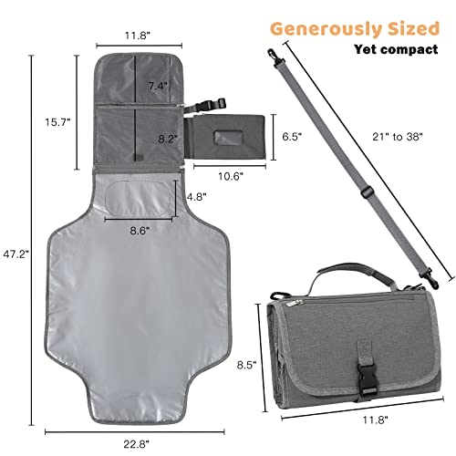 Portable-Changing-Pad-Waterproof-Detachable-Travel-Changing-pad-for-Newborn-Girl-Boy-Baby-Changing-Mat-with-Wipes-Pocket-Shoulder-Strap-Foldable-Diaper-Changing-pad-Baby-Shower-Gifts