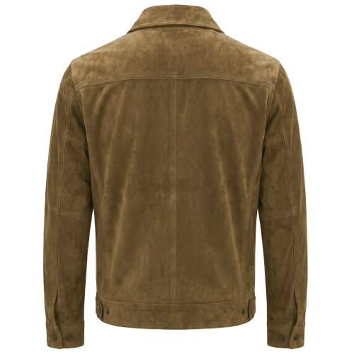 Image of Men's Suede Leather Jacket Real Lambskin Suede Casual Leather Jackets For Men Suede Trucker Coat for Mens